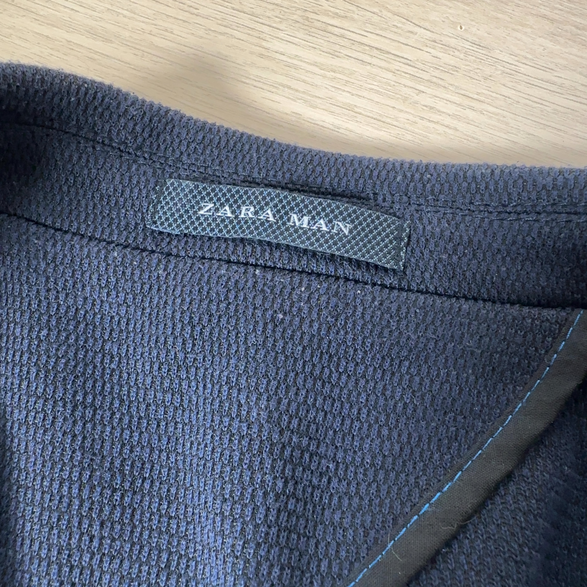 Zara Man Navy Textured Two-Button Blazer - Image 3