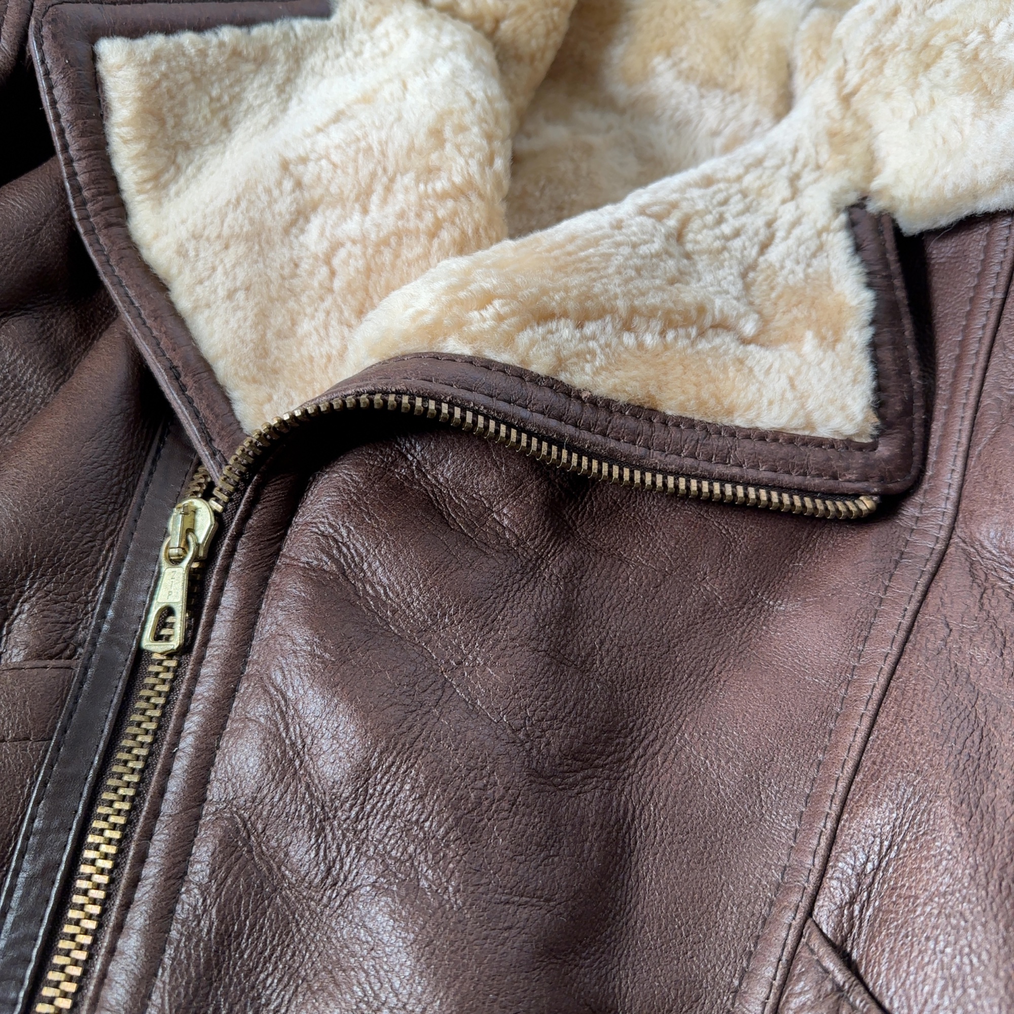 Paragon Leather Brown Shearling Lined Leather Jacket - Image 3