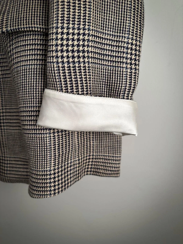 Double Breasted Checked Linen Blazer - Image 6