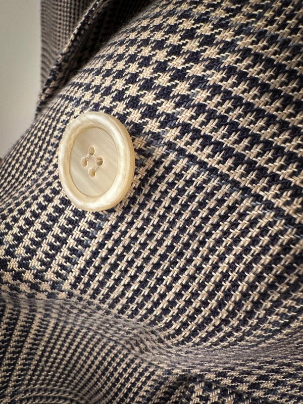 Double Breasted Checked Linen Blazer - Image 8