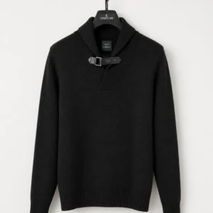 Kent and Curwen Black Cashmere Shawl Neck Jumper