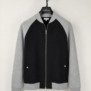Black and Grey Zipped Hoodie Cardigan