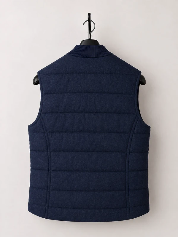 Padded Navy Wool Gillet Bodywarmer - Image 2
