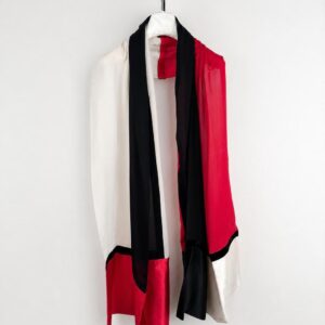 Crisca Red Black & Cream Silk Scarf