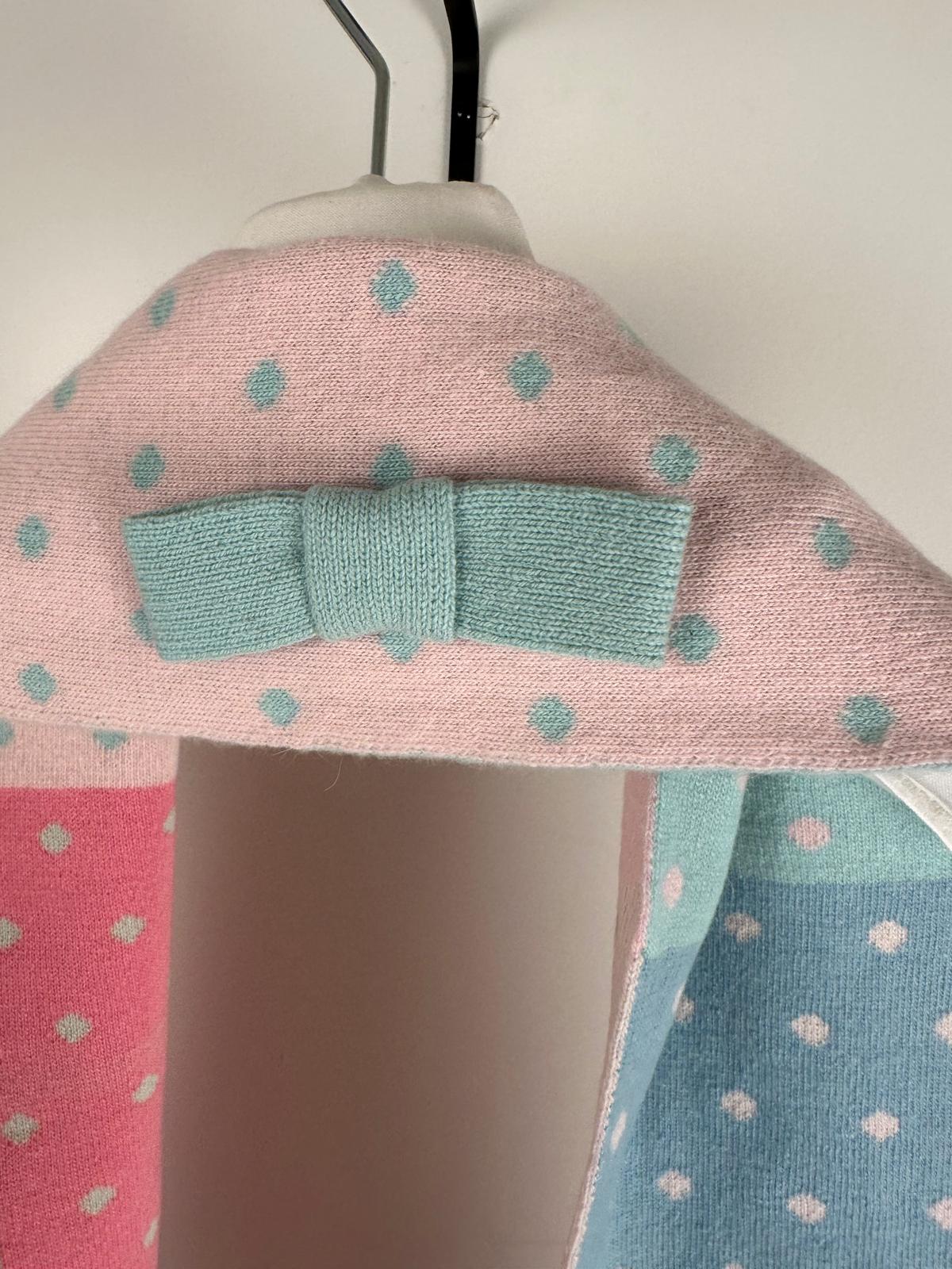 Drake’s Pink & Blue Polka Dot Lambswool Angora Scarf - Image 3
