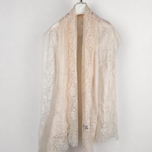 Jaeger Ivory Silk Lace Trim Shawl