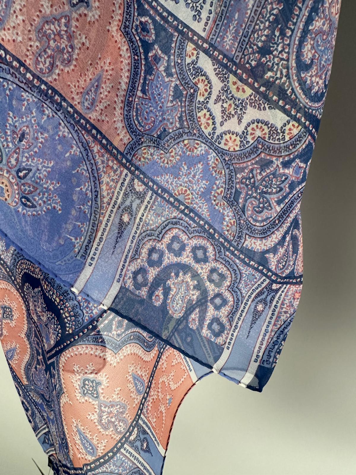 Etro Blue & Pink Paisley Silk Scarf - Image 2