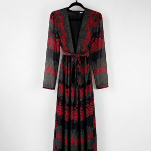 Valentino Black & Red Floral Midi Dress