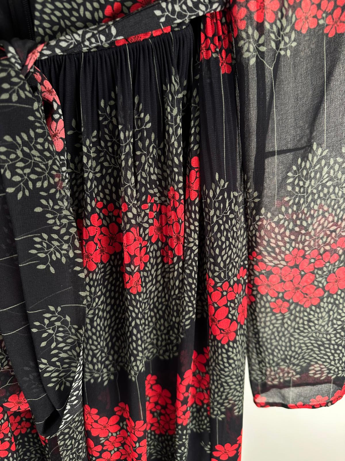 Valentino Black & Red Floral Midi Dress - Image 7