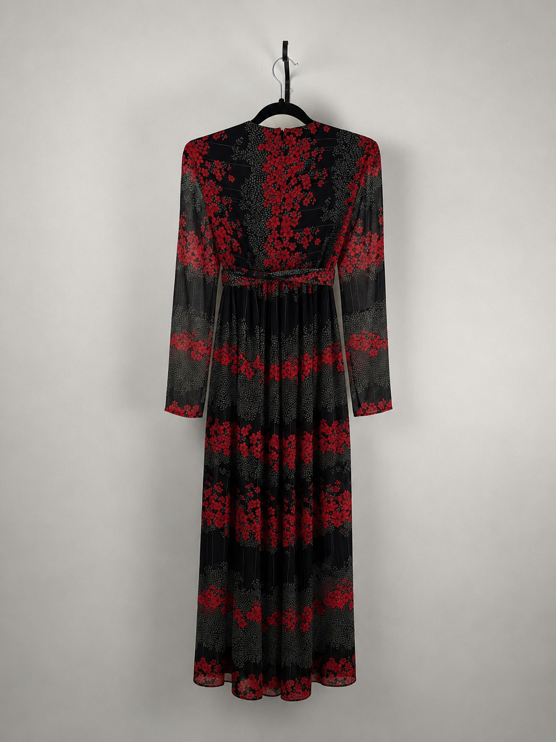 Valentino Black & Red Floral Midi Dress - Image 6