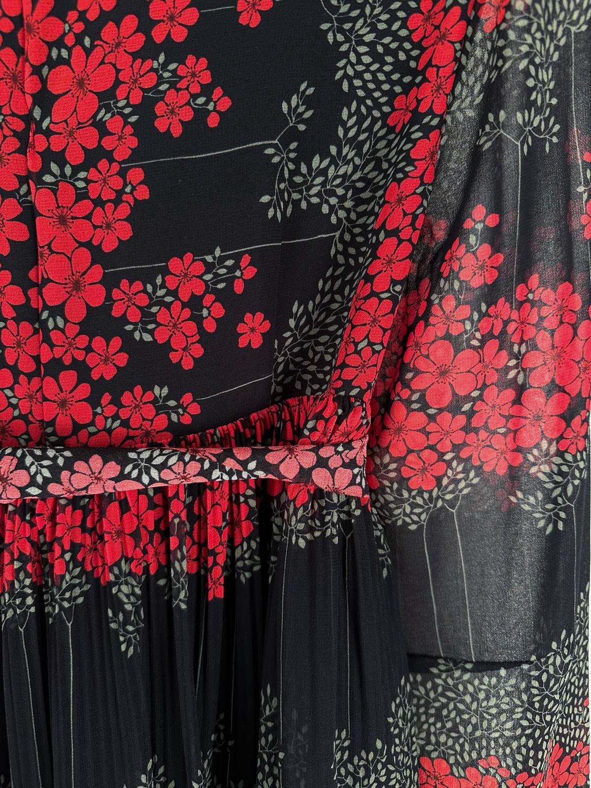 Valentino Black & Red Floral Midi Dress - Image 5