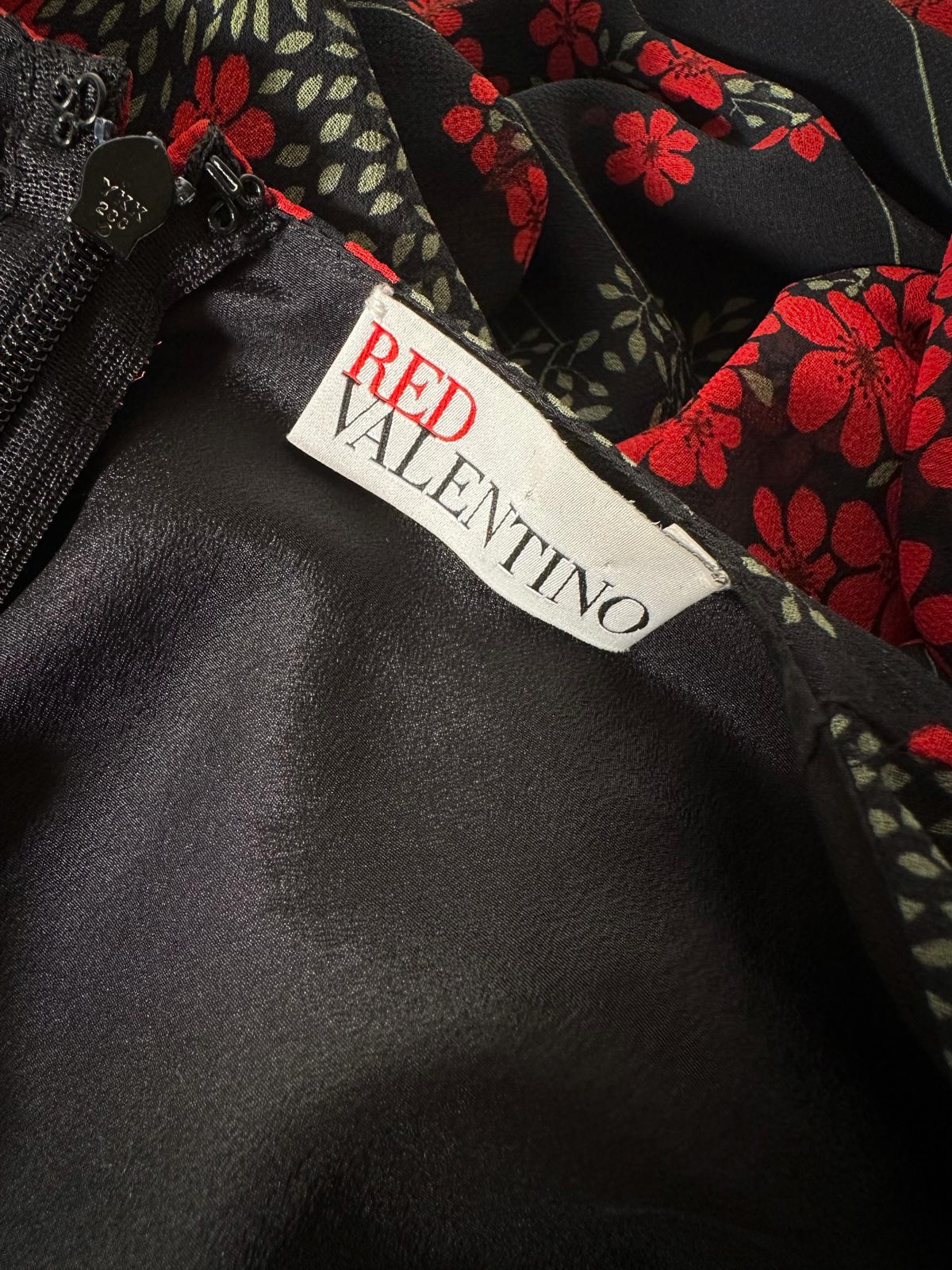 Valentino Black & Red Floral Midi Dress - Image 4