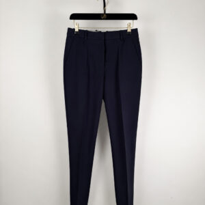 Hugo Boss Navy Blue Tailored Cotton Trousers