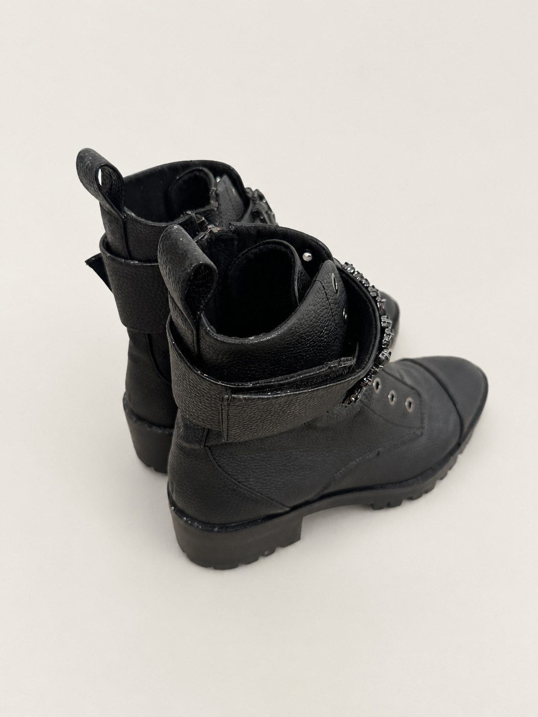Karl Lagerfeld Black Embellished Combat Ankle Boots - Image 2