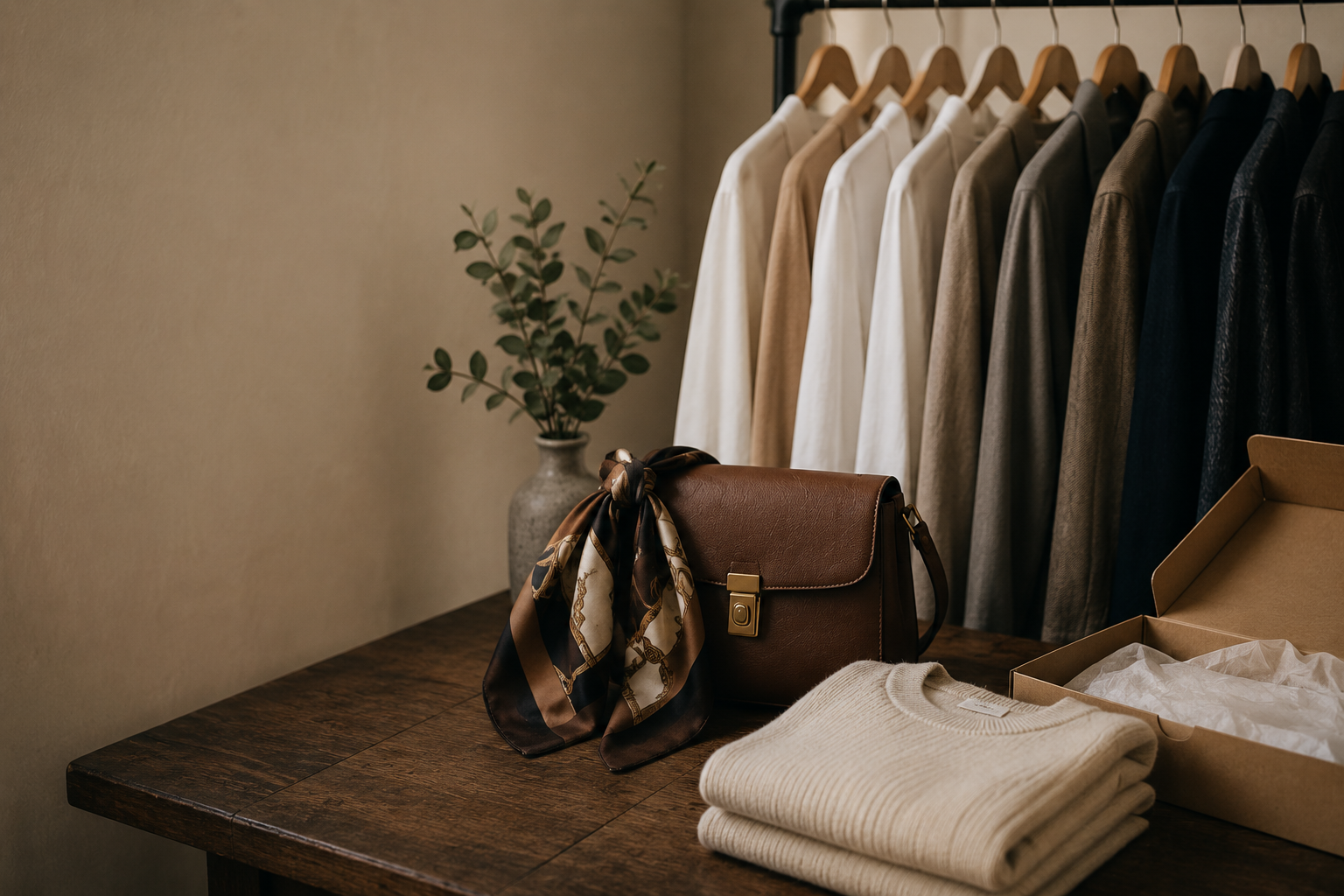 Premium pre-owned clothing prepared for resale
