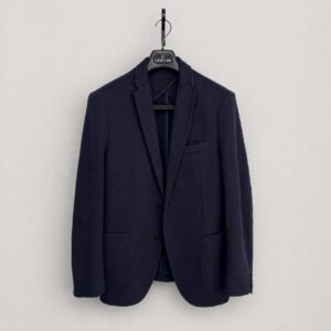 Zara Man Navy Textured Two-Button Blazer